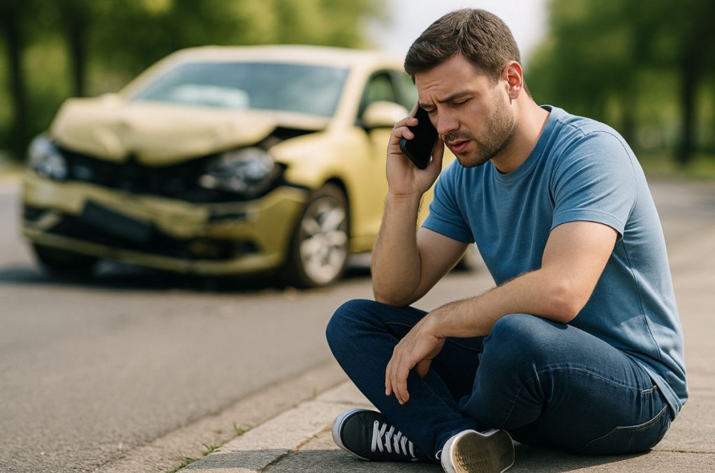 Calling an attorney after a car accident.