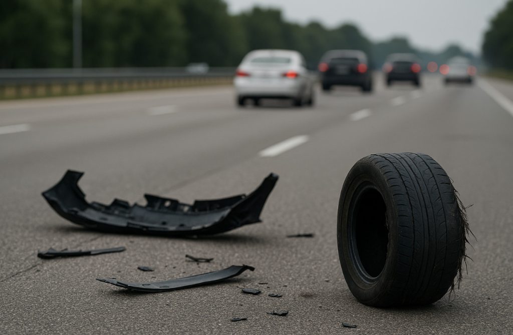 Highway debris that can cause car accidents.