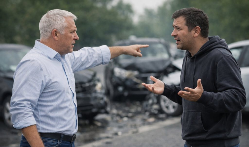 Car crash by uninsured motorist.