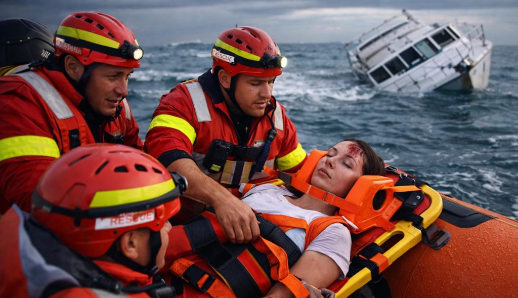 Boat accident rescue