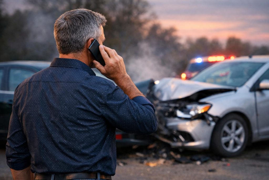 Calling a car accident lawyer after crash.